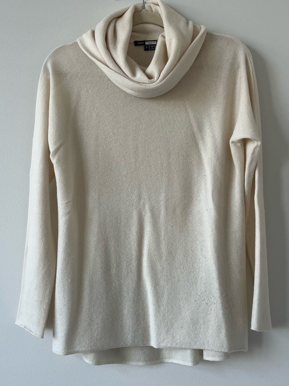 Vince 100% Cashmere Cowl Turtleneck Sweater Cream Ivory Size S